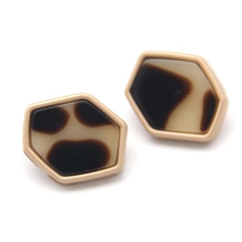 HIFFEY 30 mm Leopardenmuster, sechseckige Metall-Mantelknöpfe for Damen, for Kleidung, Vintage, handgefertigt, dekorativ, DIY-Bastelzubehör(Leopard,25mm 6pcs) von HIFFEY