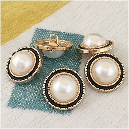 Nähzubehör-Knöpfe für Kleidung, 20 mm, dekorative Knöpfe für Kleidung, Hemd, Jacke, Strass-Knopf, Dekoration (Farbe: Schwarzgold, Größe: 25 mm-10 Stück) von HIFFEY