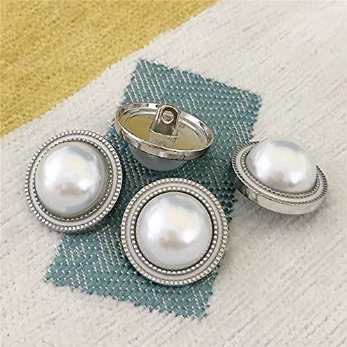 Nähzubehör-Knöpfe für Kleidung, 20 mm, dekorative Knöpfe für Kleidung, Hemd, Jacke, Strass-Knopf, Dekoration (Farbe: Weiß Silber, Größe: 20 mm - 10 Stück) von HIFFEY