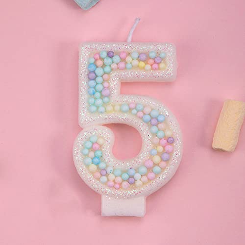Perlenkerze, Kuchendekoration, Mädchen, 1, 2, 3, 4, 5, 6, 7, 8, 9 Jahre alt, Hochzeit, Dessert, Cupcake, Backzubehör (Size : E) von HIFFEY