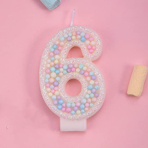 Perlenkerze, Kuchendekoration, Mädchen, 1, 2, 3, 4, 5, 6, 7, 8, 9 Jahre alt, Hochzeit, Dessert, Cupcake, Backzubehör (Size : F) von HIFFEY