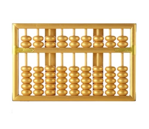 HIFRQVVC Arithmetischer Abakus aus Holzperlen, Abakus 9-Säulen-Holz-Abakus Chinesischer japanischer Abakus-Rechner Pädagogisches Zählwerkzeug Zähler(Gold) von HIFRQVVC