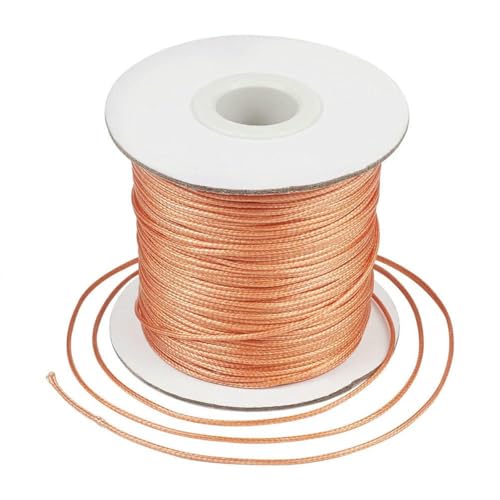 HIFRQVVC Gewachstes Baumwollgarn Perlenschnur Spule, 1 mm Schwarze gewachste Polyesterschnur, gewachste Schnur, Fadenband for DIY-Armbänder, Halsketten, geflochtenes Seil(Coral) von HIFRQVVC