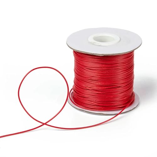 HIFRQVVC Gewachstes Baumwollgarn Perlenschnur Spule, 1 mm Schwarze gewachste Polyesterschnur, gewachste Schnur, Fadenband for DIY-Armbänder, Halsketten, geflochtenes Seil(Crimson) von HIFRQVVC