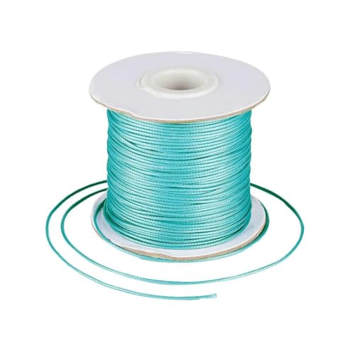 HIFRQVVC Gewachstes Baumwollgarn Perlenschnur Spule, 1 mm Schwarze gewachste Polyesterschnur, gewachste Schnur, Fadenband for DIY-Armbänder, Halsketten, geflochtenes Seil(Cyan) von HIFRQVVC