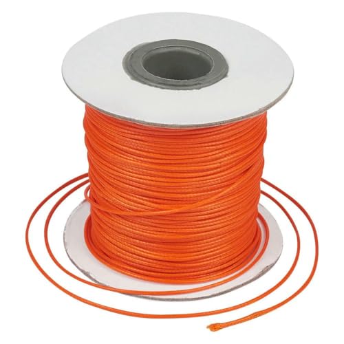 HIFRQVVC Gewachstes Baumwollgarn Perlenschnur Spule, 1 mm Schwarze gewachste Polyesterschnur, gewachste Schnur, Fadenband for DIY-Armbänder, Halsketten, geflochtenes Seil(Dark Orange) von HIFRQVVC