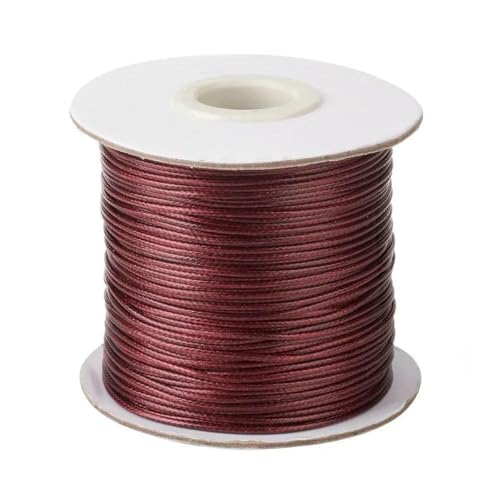 HIFRQVVC Gewachstes Baumwollgarn Perlenschnur Spule, 1 mm Schwarze gewachste Polyesterschnur, gewachste Schnur, Fadenband for DIY-Armbänder, Halsketten, geflochtenes Seil(DarkRed) von HIFRQVVC