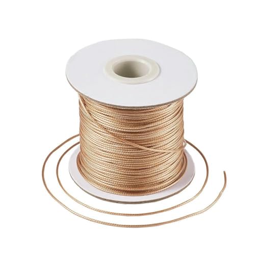 HIFRQVVC Gewachstes Baumwollgarn Perlenschnur Spule, 1 mm Schwarze gewachste Polyesterschnur, gewachste Schnur, Fadenband for DIY-Armbänder, Halsketten, geflochtenes Seil(Darkgoldenrod) von HIFRQVVC