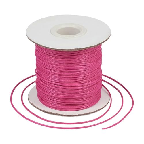 HIFRQVVC Gewachstes Baumwollgarn Perlenschnur Spule, 1 mm Schwarze gewachste Polyesterschnur, gewachste Schnur, Fadenband for DIY-Armbänder, Halsketten, geflochtenes Seil(Deep Pink) von HIFRQVVC