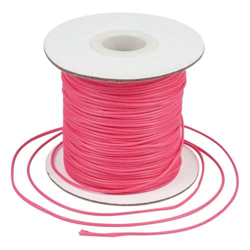 HIFRQVVC Gewachstes Baumwollgarn Perlenschnur Spule, 1 mm Schwarze gewachste Polyesterschnur, gewachste Schnur, Fadenband for DIY-Armbänder, Halsketten, geflochtenes Seil(Fuchsia) von HIFRQVVC