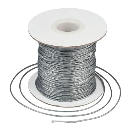 HIFRQVVC Gewachstes Baumwollgarn Perlenschnur Spule, 1 mm Schwarze gewachste Polyesterschnur, gewachste Schnur, Fadenband for DIY-Armbänder, Halsketten, geflochtenes Seil(Grey) von HIFRQVVC