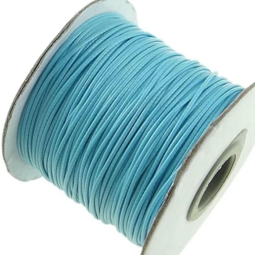 HIFRQVVC Gewachstes Baumwollgarn Perlenschnur Spule, 1 mm Schwarze gewachste Polyesterschnur, gewachste Schnur, Fadenband for DIY-Armbänder, Halsketten, geflochtenes Seil(Lightskyblue) von HIFRQVVC