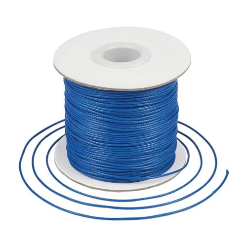 HIFRQVVC Gewachstes Baumwollgarn Perlenschnur Spule, 1 mm Schwarze gewachste Polyesterschnur, gewachste Schnur, Fadenband for DIY-Armbänder, Halsketten, geflochtenes Seil(Royal Blue) von HIFRQVVC