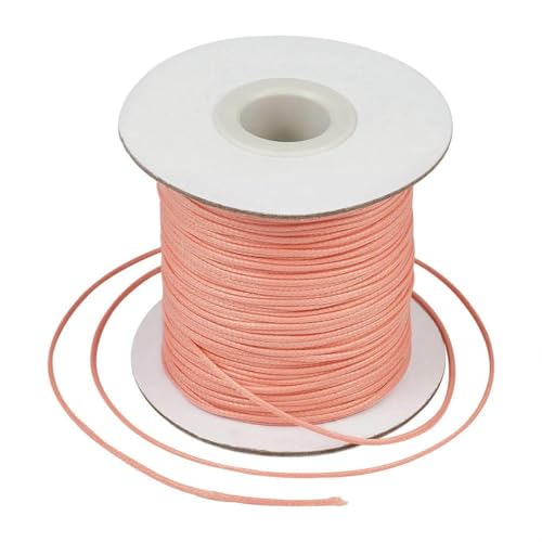 HIFRQVVC Gewachstes Baumwollgarn Perlenschnur Spule, 1 mm Schwarze gewachste Polyesterschnur, gewachste Schnur, Fadenband for DIY-Armbänder, Halsketten, geflochtenes Seil(Salmon) von HIFRQVVC