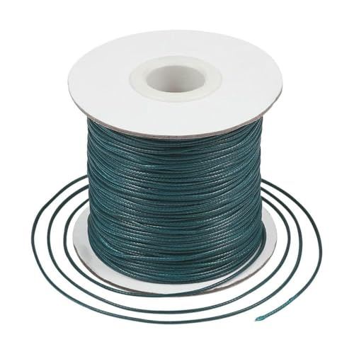 HIFRQVVC Gewachstes Baumwollgarn Perlenschnur Spule, 1 mm Schwarze gewachste Polyesterschnur, gewachste Schnur, Fadenband for DIY-Armbänder, Halsketten, geflochtenes Seil(Teal) von HIFRQVVC