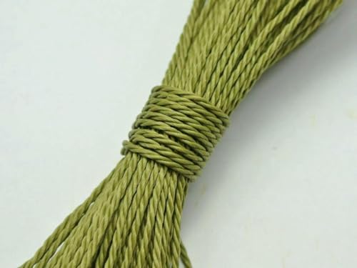 HIFRQVVC Gewachstes Baumwollgarn Perlenschnur Spule, 100 Meter gewachste Polyesterschnur, gedreht, 1 mm, Makramee-Schnur, Leinenfaden, (Olive Green) von HIFRQVVC