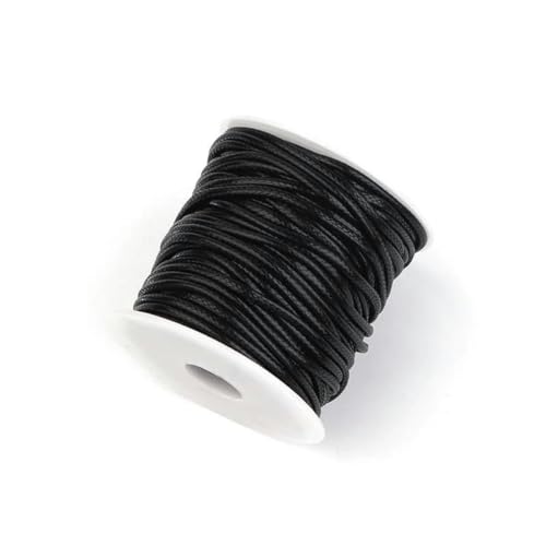 HIFRQVVC Gewachstes Baumwollgarn Perlenschnur Spule, 10M/Rolle Gewachste Baumwollschnur Bunte Gewachste Fadenschnur Gurt Perlen Halskette Seil(Black,1mm) von HIFRQVVC