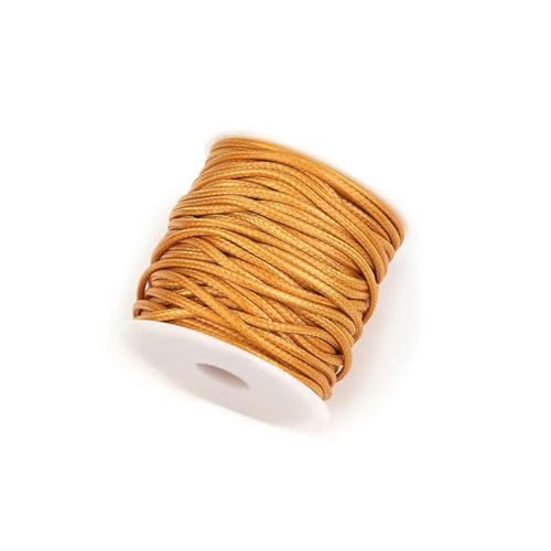 HIFRQVVC Gewachstes Baumwollgarn Perlenschnur Spule, 10M/Rolle Gewachste Baumwollschnur Bunte Gewachste Fadenschnur Gurt Perlen Halskette Seil(Gold,0.8mm) von HIFRQVVC