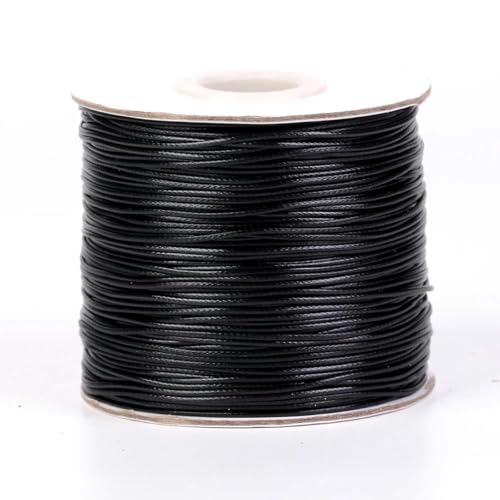 HIFRQVVC Gewachstes Baumwollgarn Perlenschnur Spule, 150 m 0,8 mm gewachstes Baumwollgarn, gewachstes Garn, Schnur, Riemen, Halskette, Seil zur Schmuckherstellung(Black) von HIFRQVVC