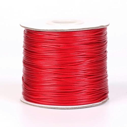 HIFRQVVC Gewachstes Baumwollgarn Perlenschnur Spule, 150 m 0,8 mm gewachstes Baumwollgarn, gewachstes Garn, Schnur, Riemen, Halskette, Seil zur Schmuckherstellung(Red) von HIFRQVVC