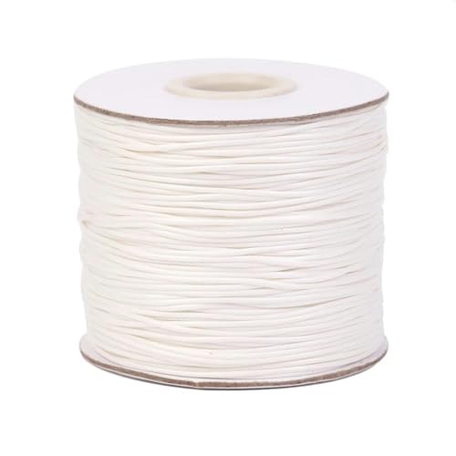 HIFRQVVC Gewachstes Baumwollgarn Perlenschnur Spule, 150 m 0,8 mm gewachstes Baumwollgarn, gewachstes Garn, Schnur, Riemen, Halskette, Seil zur Schmuckherstellung(White) von HIFRQVVC
