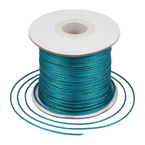 HIFRQVVC Gewachstes Baumwollgarn Perlenschnur Spule, 1mm schwarz gewachste Polyesterschnur gewachste Schnur Faden Schnur Gurt(Darkcyan) von HIFRQVVC