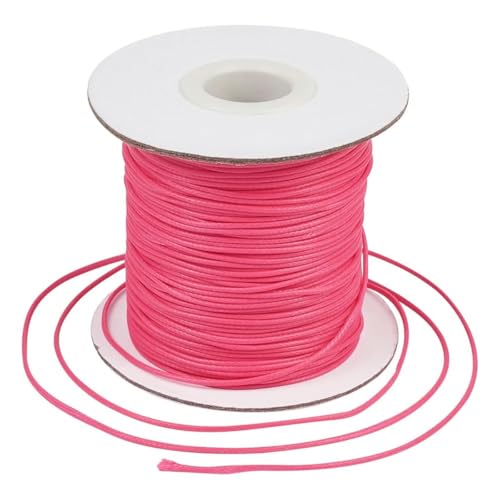 HIFRQVVC Gewachstes Baumwollgarn Perlenschnur Spule, 1mm schwarz gewachste Polyesterschnur gewachste Schnur Faden Schnur Gurt(Fuchsia) von HIFRQVVC