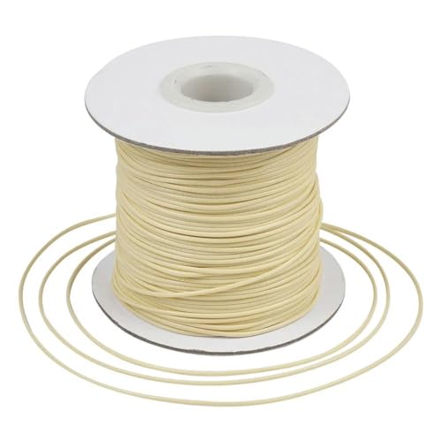 HIFRQVVC Gewachstes Baumwollgarn Perlenschnur Spule, 1mm schwarz gewachste Polyesterschnur gewachste Schnur Faden Schnur Gurt(Lemonchiffon) von HIFRQVVC
