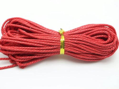 HIFRQVVC Gewachstes Baumwollgarn Perlenschnur Spule, 22 Yards gewachste gedrehte Baumwollkordel, 2 mm, Makramee-Schnur for Armbänder(Red) von HIFRQVVC