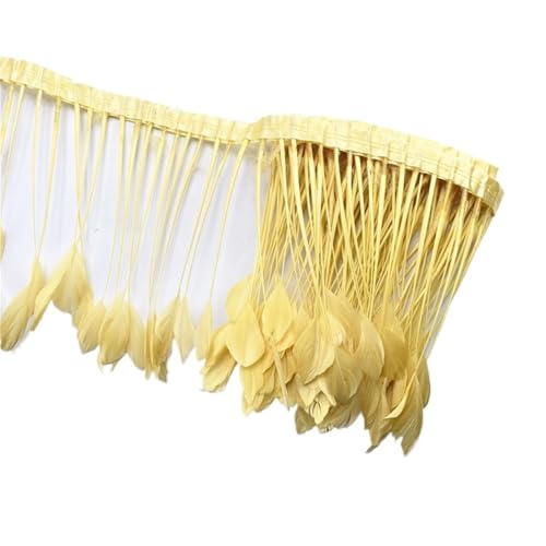 HIFRQVVC Party Dekoration Federn Band, Federbesatz, Fransen, 2 Yards, 4–6 Zoll, for Bastelarbeiten, Hochzeit, Nähen, Dekoration(Ginger Yellow) von HIFRQVVC