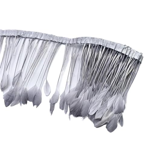HIFRQVVC Party Dekoration Federn Band, Federbesatz, Fransen, 2 Yards, 4–6 Zoll, for Bastelarbeiten, Hochzeit, Nähen, Dekoration(Grey) von HIFRQVVC