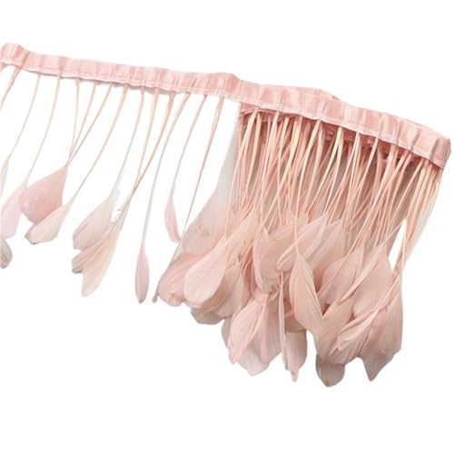 HIFRQVVC Party Dekoration Federn Band, Federbesatz, Fransen, 2 Yards, 4–6 Zoll, for Bastelarbeiten, Hochzeit, Nähen, Dekoration(Light Pink) von HIFRQVVC