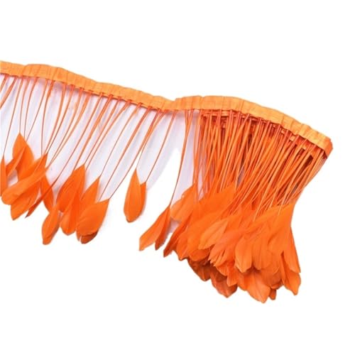 HIFRQVVC Party Dekoration Federn Band, Federbesatz, Fransen, 2 Yards, 4–6 Zoll, for Bastelarbeiten, Hochzeit, Nähen, Dekoration(Orange) von HIFRQVVC