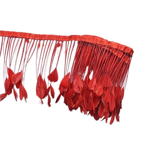HIFRQVVC Party Dekoration Federn Band, Federbesatz, Fransen, 2 Yards, 4–6 Zoll, for Bastelarbeiten, Hochzeit, Nähen, Dekoration(Red) von HIFRQVVC