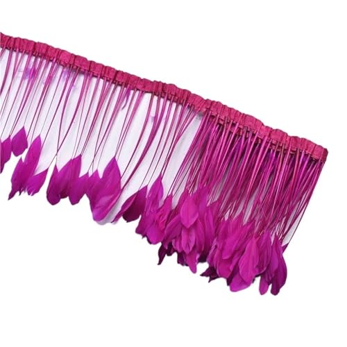HIFRQVVC Party Dekoration Federn Band, Federbesatz, Fransen, 2 Yards, 4–6 Zoll, for Bastelarbeiten, Hochzeit, Nähen, Dekoration(Rose Red) von HIFRQVVC