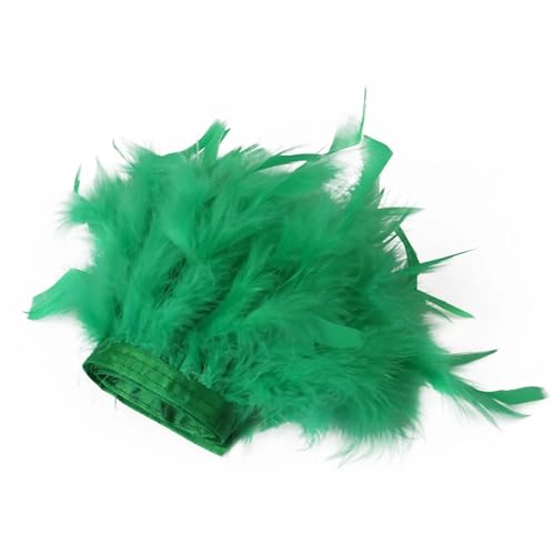 HIFRQVVC Party Dekoration Federn Band, Federbesatz Fransen 1/5/10 Meter 10-15CM Band for Kleidung Nähen Hochzeit Dekoration(Green,5M) von HIFRQVVC