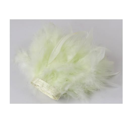HIFRQVVC Party Dekoration Federn Band, Federbesatz Fransen 1/5/10 Meter 10-15CM Band for Kleidung Nähen Hochzeit Dekoration(Light Yellow,1M) von HIFRQVVC