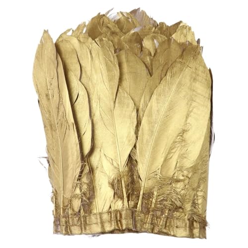 HIFRQVVC Party Dekoration Federn Band, Federbesatz Fransenband 1 Yard 6-8 Zoll for Hochzeitskleid Basteldekorationen(Gold) von HIFRQVVC