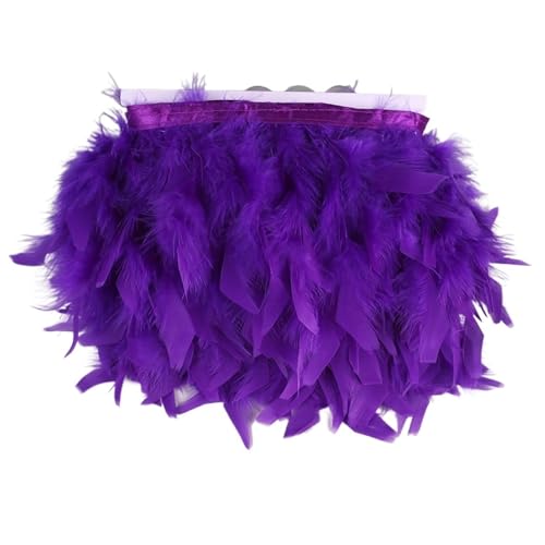 HIFRQVVC Party Dekoration Federn Band, Federfransenbesatzband, 10 Meter, 10–15 Zentimeter, Basteln, Nähen, Kleid, Dekoration(Purple) von HIFRQVVC