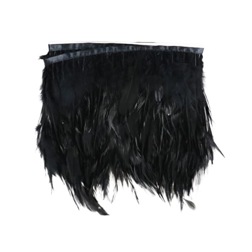 HIFRQVVC Party Dekoration Federn Band, Fransenband mit Hühnerfederbesatz, 9,1 m, 10–6 Zoll(Black) von HIFRQVVC