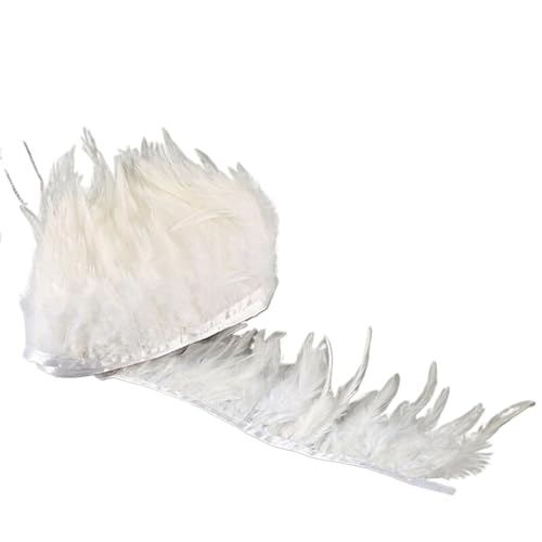 HIFRQVVC Party Dekoration Federn Band, Fransenband mit Hühnerfederbesatz, 9,1 m, 10–6 Zoll(White) von HIFRQVVC