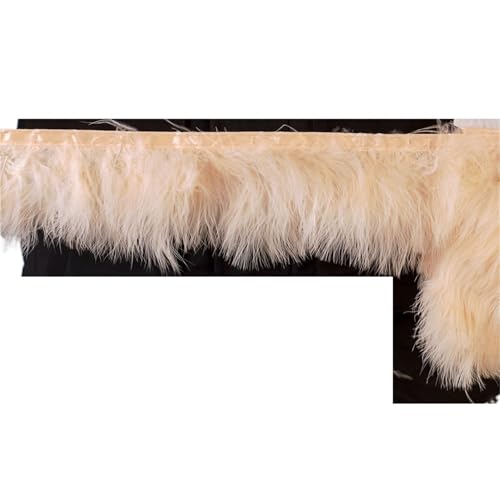 HIFRQVVC Party Dekoration Federn Band, Fransenband mit Truthahnfedern, 1 Meter, 8–10 cm, for Nähen, for Kleider, Dekoration(Champagne) von HIFRQVVC