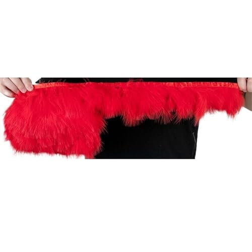 HIFRQVVC Party Dekoration Federn Band, Fransenband mit Truthahnfedern, 1 Meter, 8–10 cm, for Nähen, for Kleider, Dekoration(Red) von HIFRQVVC