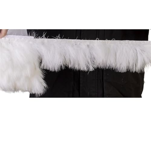 HIFRQVVC Party Dekoration Federn Band, Fransenband mit Truthahnfedern, 1 Meter, 8–10 cm, for Nähen, for Kleider, Dekoration(White) von HIFRQVVC