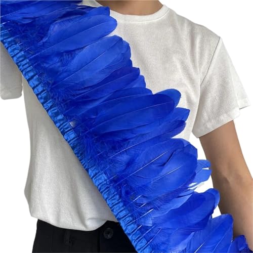 HIFRQVVC Party Dekoration Federn Band, Gänsefederbesatz, Fransen, 2 Meter Länge, 15–20 cm, DIY-Kostüm, Kleid, Nähdekoration(Blue1) von HIFRQVVC
