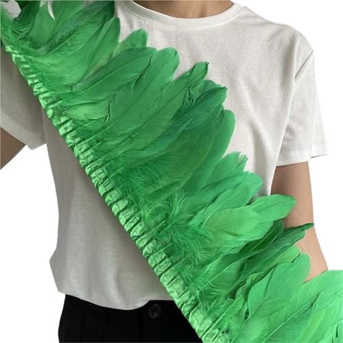 HIFRQVVC Party Dekoration Federn Band, Gänsefederbesatz, Fransen, 2 Meter Länge, 15–20 cm, DIY-Kostüm, Kleid, Nähdekoration(Glass Green) von HIFRQVVC