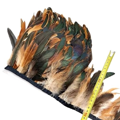 HIFRQVVC Party Dekoration Federn Band, Huhn Hahn Schwanz Feder Fransen Trim for Handarbeiten Nähen Zubehör Dekoration 13-18cm(Natural,10meters) von HIFRQVVC