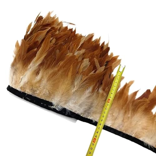 HIFRQVVC Party Dekoration Federn Band, Huhn Hahn Schwanz Feder Fransen Trim for Handarbeiten Nähen Zubehör Dekoration 13-18cm(Yellow,10meters) von HIFRQVVC