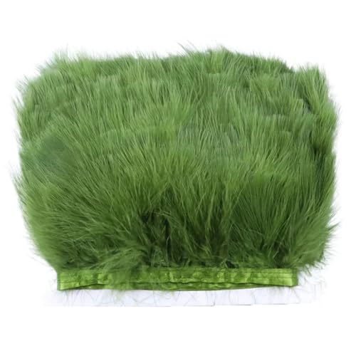 HIFRQVVC Party Dekoration Federn Band, Natürliche Federn Quaste Fringe Trim Ribbon Nähen DIY 10 Meter 10CM Breite(Army EN8) von HIFRQVVC