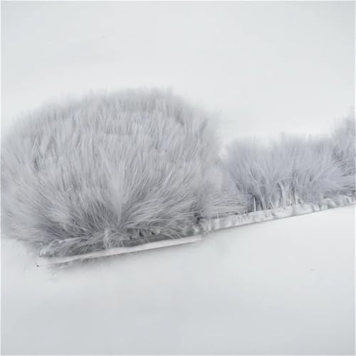HIFRQVVC Party Dekoration Federn Band, Natürliche Federn Quaste Fringe Trim Ribbon Nähen DIY 10 Meter 10CM Breite(Gray9) von HIFRQVVC